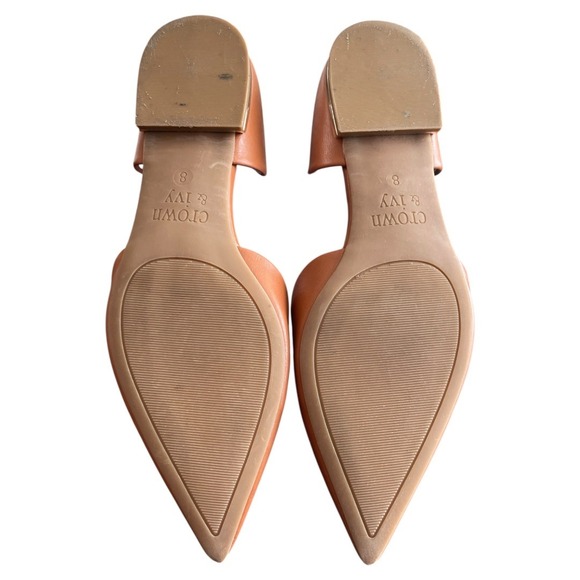 Crown and Ivy Penelope DOrsay Pointed Toe Flats Tan Leather Women's Size 8M - Picture 9 of 9